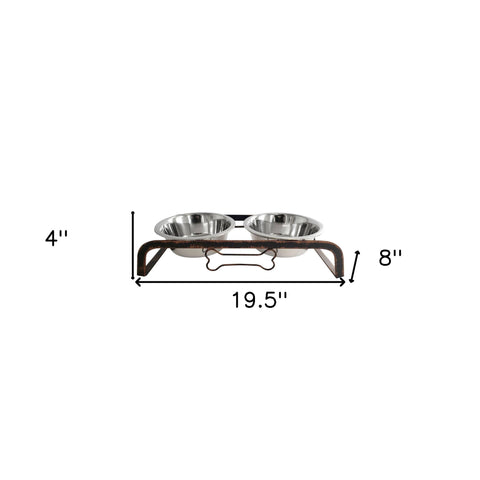 Rustic Elevated 32oz Two Bowl Dog Feeding Station