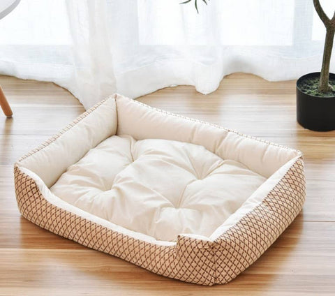 Classic Tan And Brown Fleece Cuddly Dog Bed