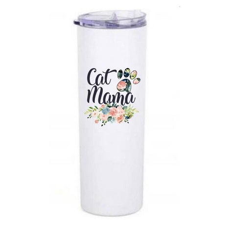 Cat Mama Floral 20oz Skinny Tumbler